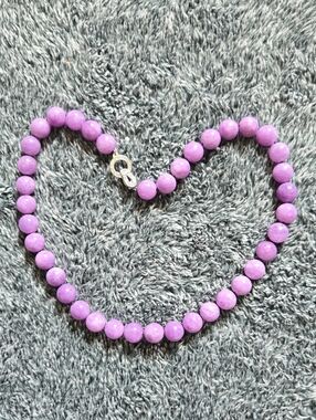 Lavender Jade Beaded Necklace - Round Stone Strand